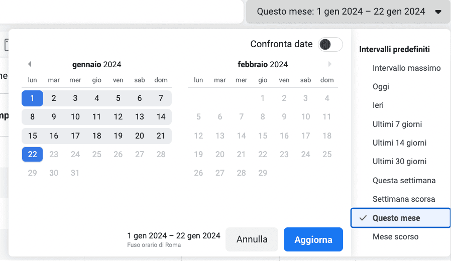 time frame gestione inserzioni