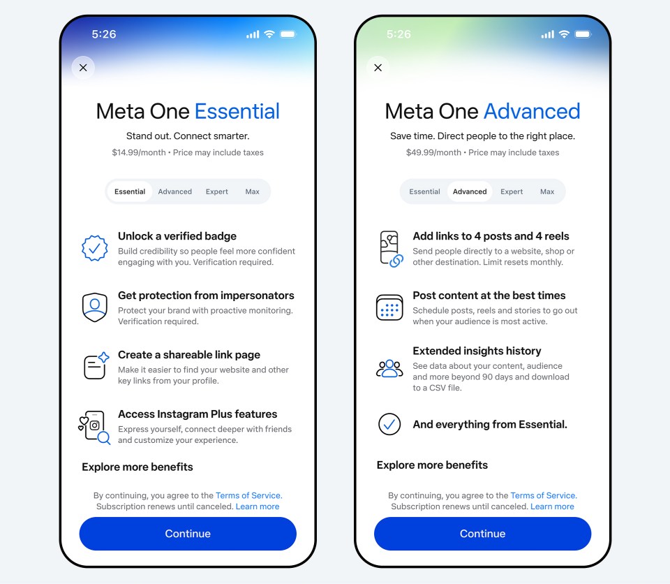 piani essential e advanced meta one